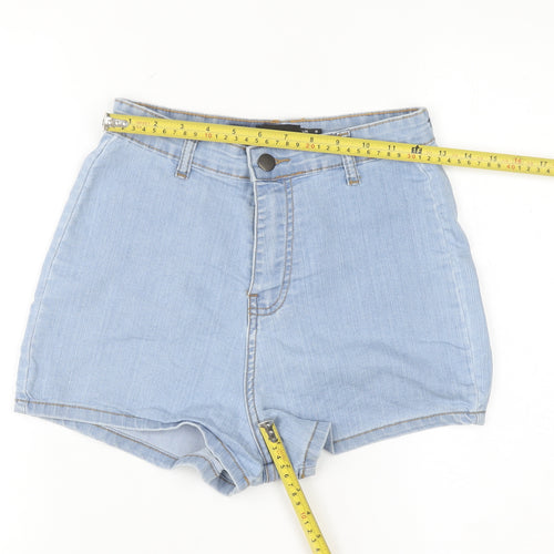 PrettyLittleThing Women Blue Size 8 High Rise Denim Hot Pants