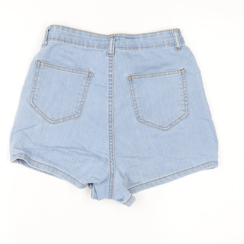 PrettyLittleThing Women Blue Size 8 High Rise Denim Hot Pants