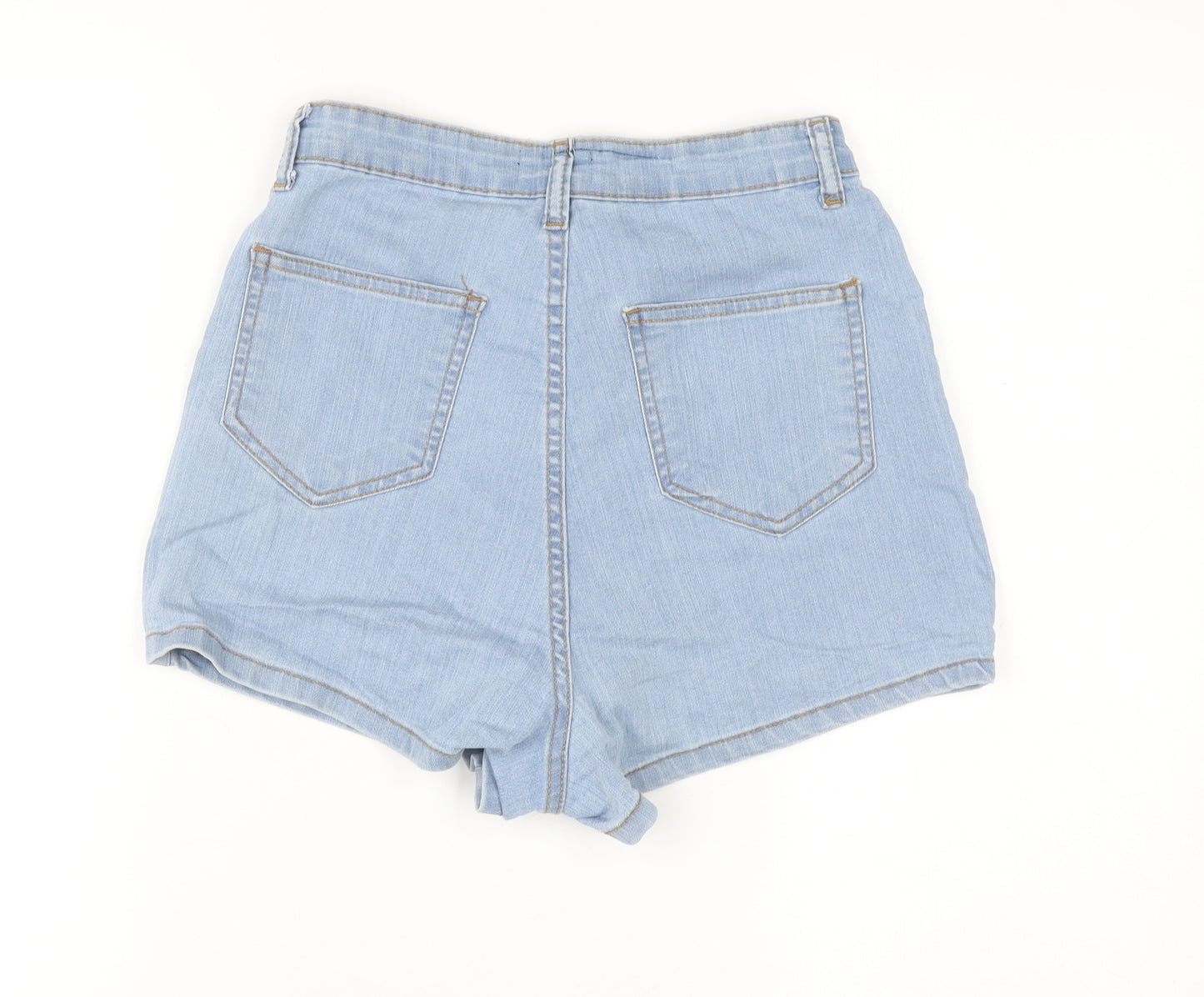 PrettyLittleThing Women Blue Size 8 High Rise Denim Hot Pants