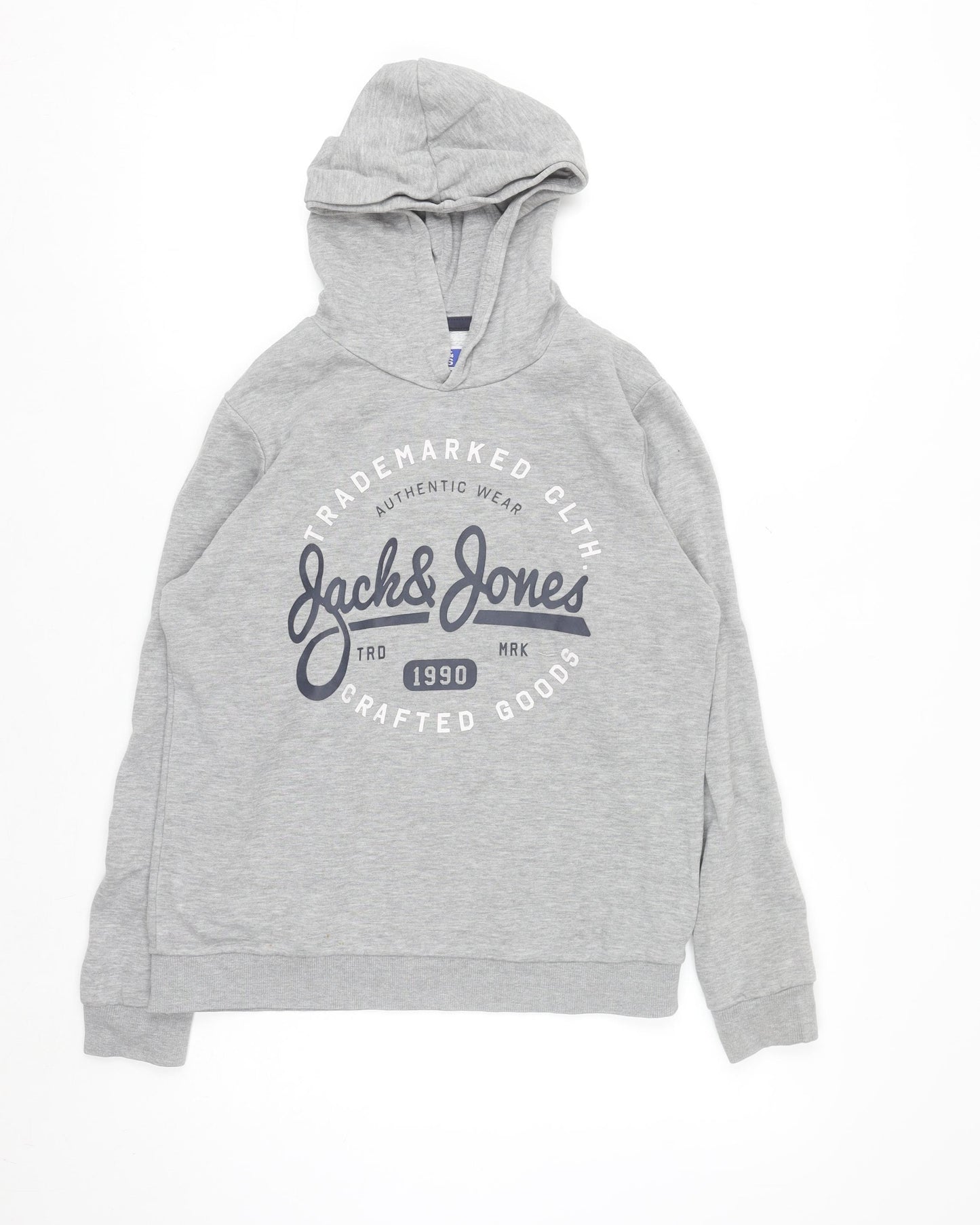 Jack & Jones Boys Grey Pullover Hoodie Size 164 Cotton Blend Casual