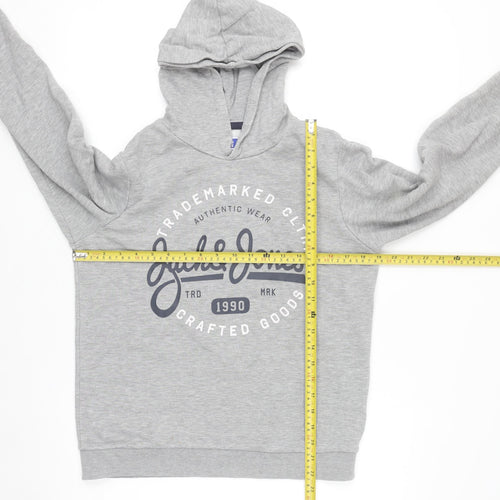 Jack & Jones Boys Grey Pullover Hoodie Size 164 Cotton Blend Casual