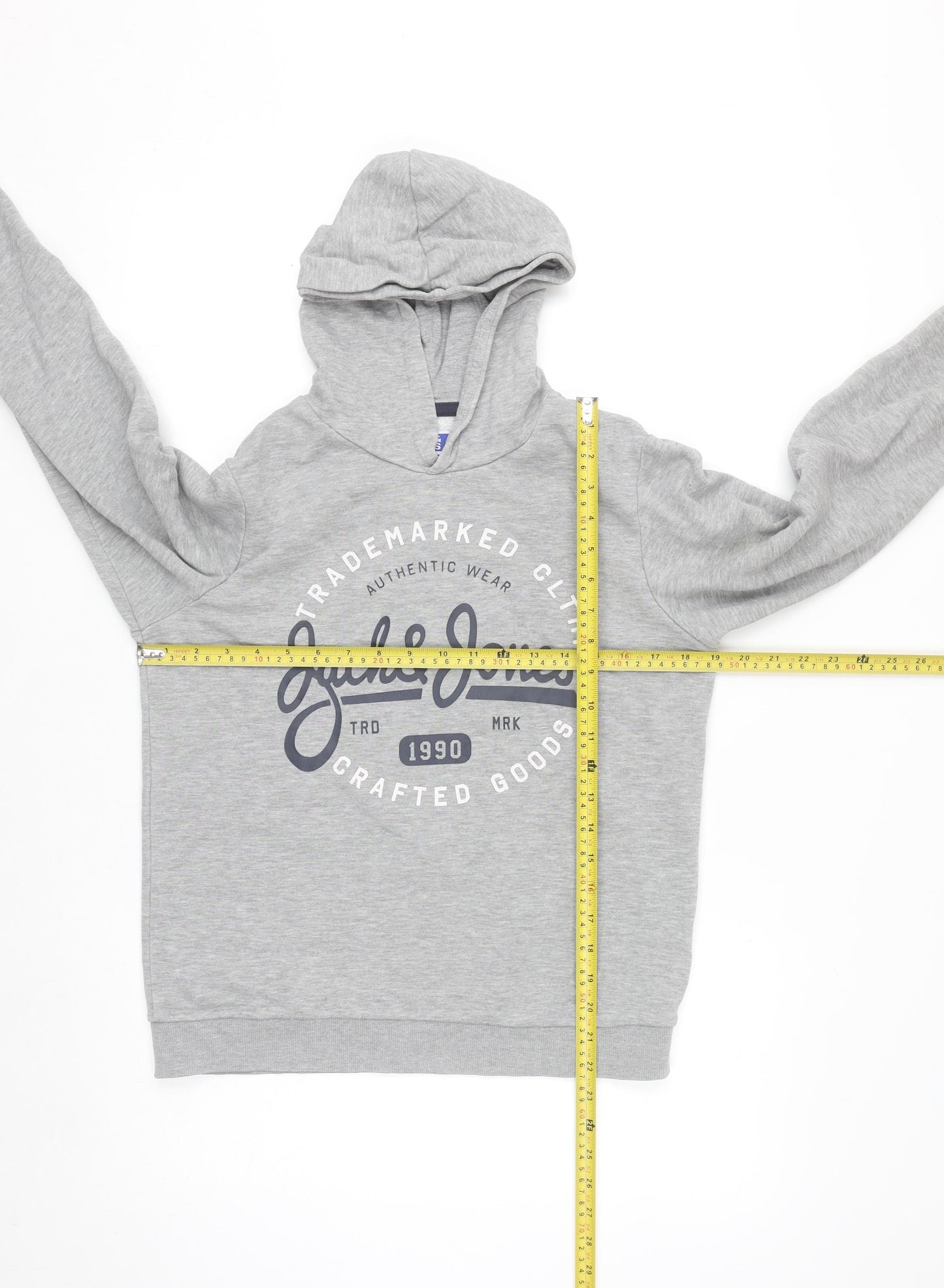 Jack & Jones Boys Grey Pullover Hoodie Size 164 Cotton Blend Casual