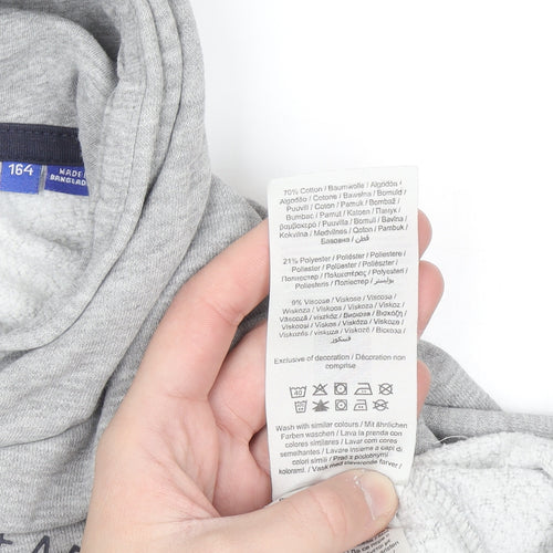 Jack & Jones Boys Grey Pullover Hoodie Size 164 Cotton Blend Casual