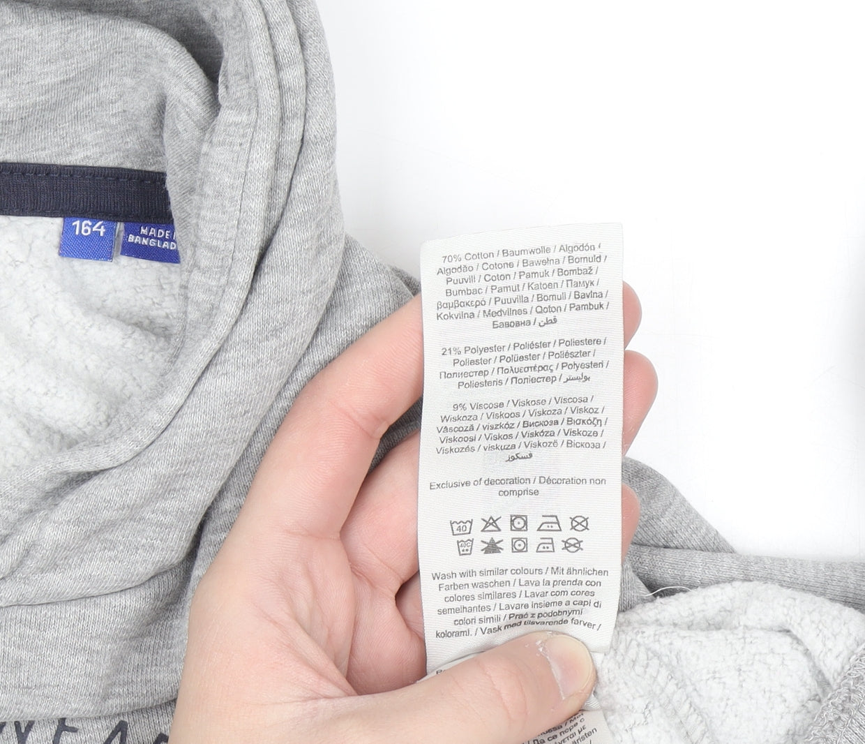 Jack & Jones Boys Grey Pullover Hoodie Size 164 Cotton Blend Casual