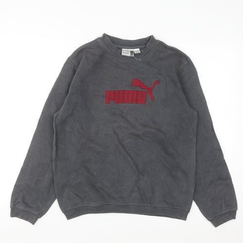 Puma Men’s Grey XL Crew Neck Pullover Sweatshirt Logo Fleece