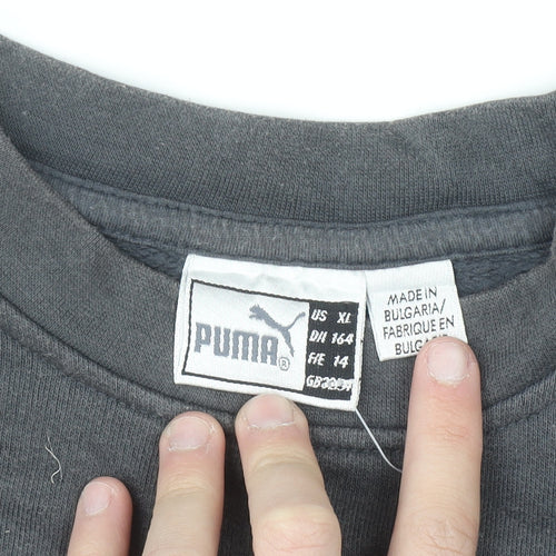 Puma Men’s Grey XL Crew Neck Pullover Sweatshirt Logo Fleece