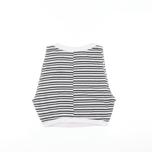 ZARA Women Black White Striped Sleeveless Knit Vest Size 12