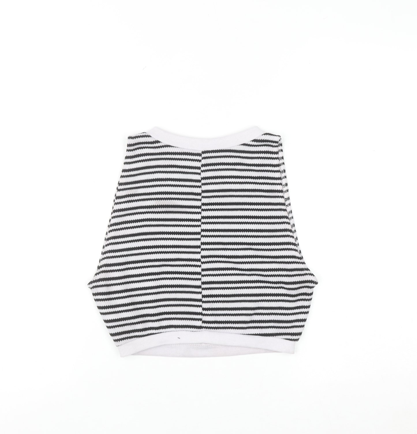 ZARA Women Black White Striped Sleeveless Knit Vest Size 12