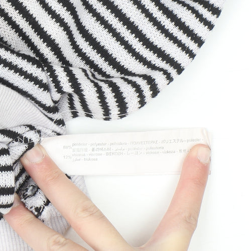 ZARA Women Black White Striped Sleeveless Knit Vest Size 12