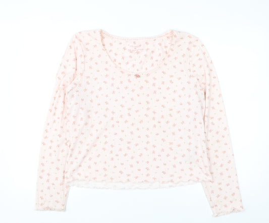Primark Women Pink Floral Long Sleeve Pyjama Top Size 18-20