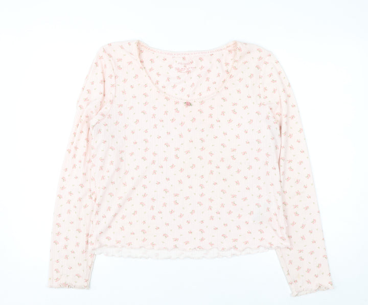 Primark Women Pink Floral Long Sleeve Pyjama Top Size 18-20