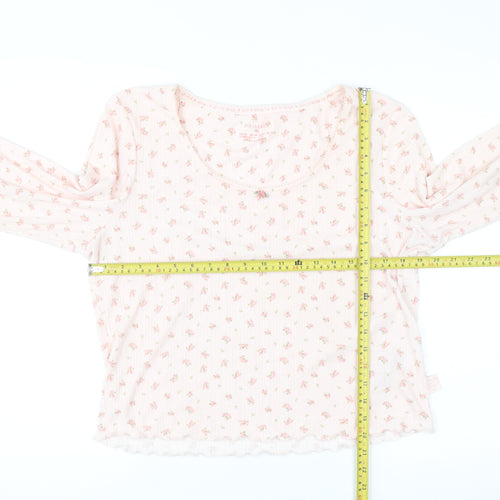 Primark Women Pink Floral Long Sleeve Pyjama Top Size 18-20