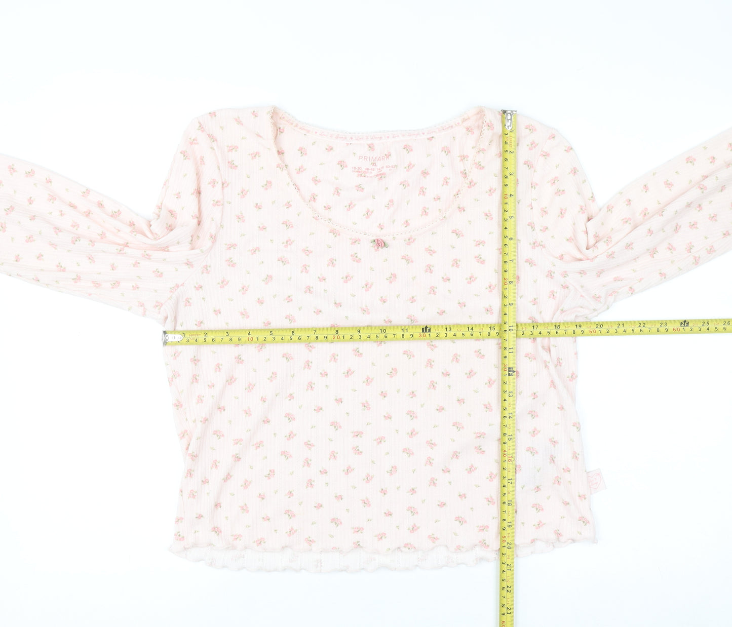 Primark Women Pink Floral Long Sleeve Pyjama Top Size 18-20