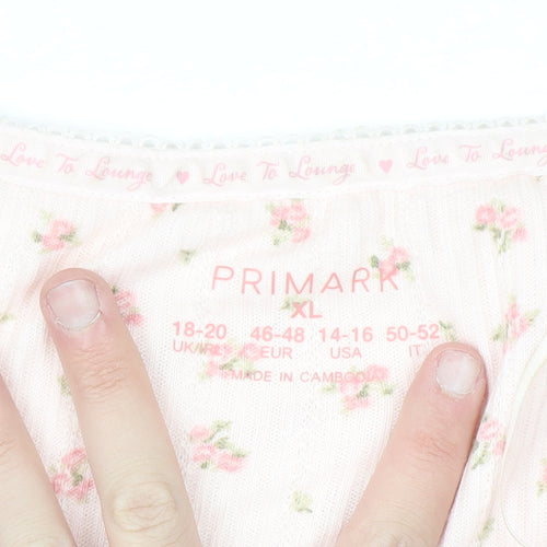 Primark Women Pink Floral Long Sleeve Pyjama Top Size 18-20