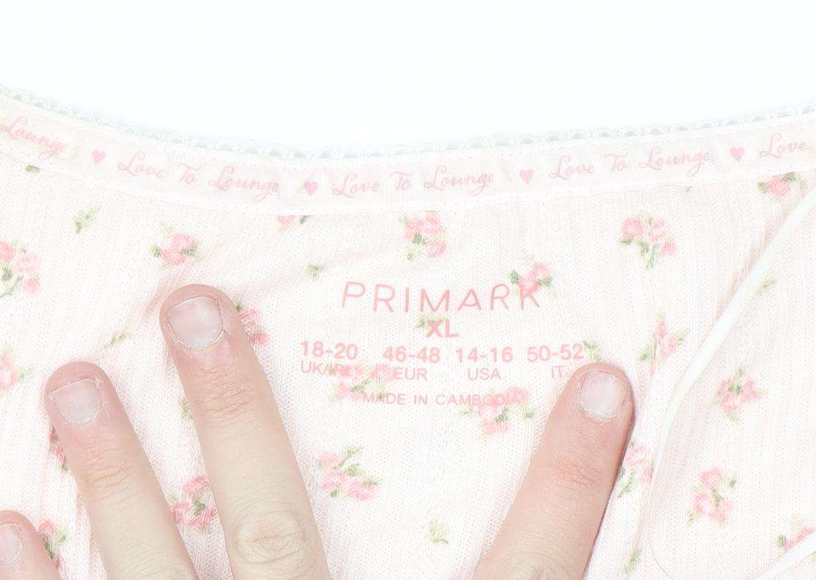 Primark Women Pink Floral Long Sleeve Pyjama Top Size 18-20