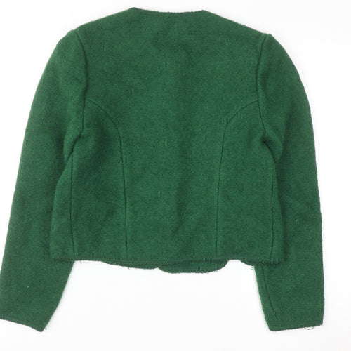 The Eagle's Eye Women Green Wool Cardigan Size 12 Crew Neck Button Up