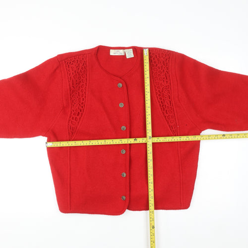 Carroll Reed Women Red Wool Knit Cardigan L Vintage Classic