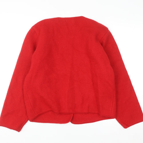 Carroll Reed Women Red Wool Knit Cardigan L Vintage Classic