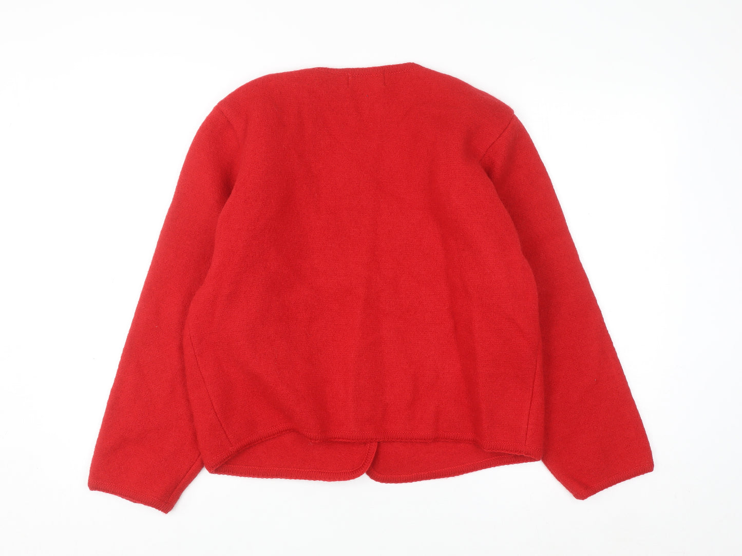 Carroll Reed Women Red Wool Knit Cardigan L Vintage Classic
