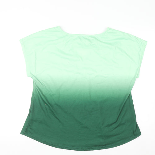 Shein Curve Women’s Green Ombre V-Neck Short Sleeve T-Shirt Size 2XL