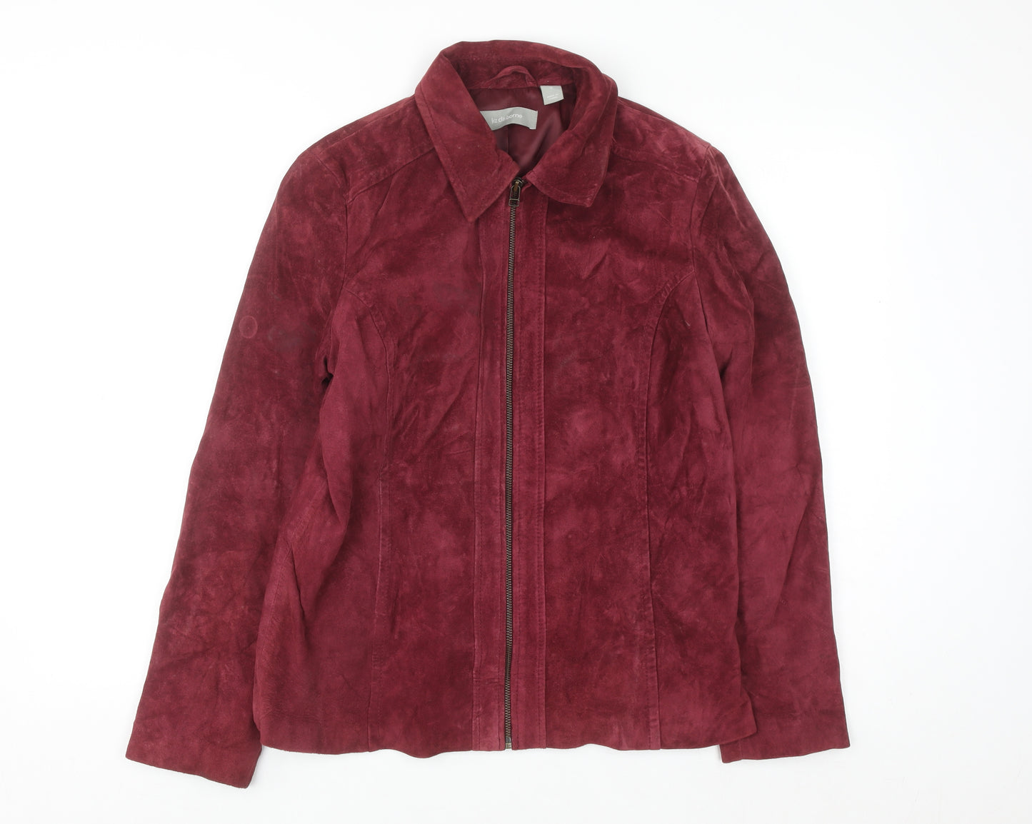 Liz Claiborne Women's Red Suede Full Zip Jacket Size 12
