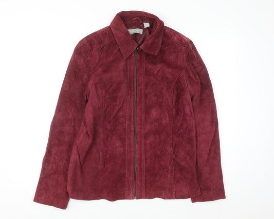 Liz Claiborne Women's Red Suede Full Zip Jacket Size 12
