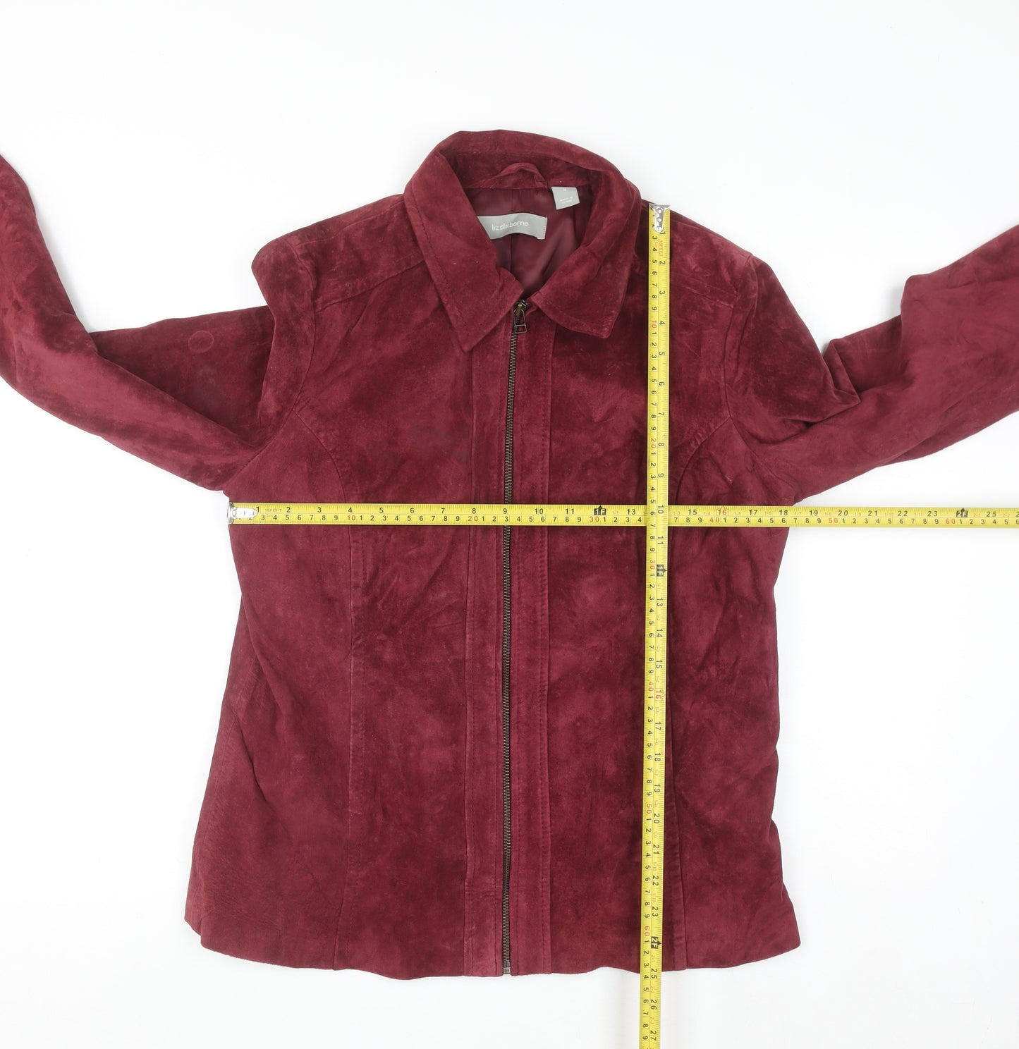 Liz Claiborne Women's Red Suede Full Zip Jacket Size 12