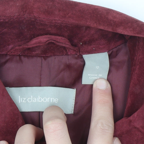 Liz Claiborne Women's Red Suede Full Zip Jacket Size 12