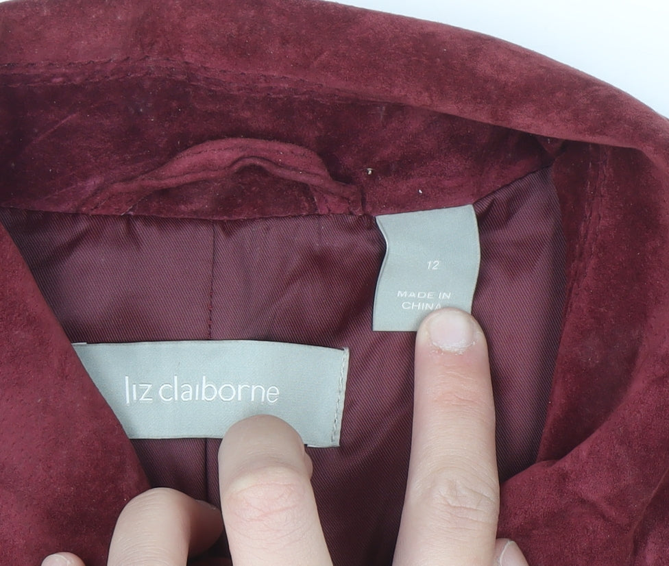 Liz Claiborne Women's Red Suede Full Zip Jacket Size 12