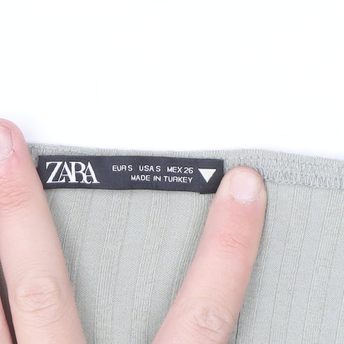 Zara Women Grey Size 8 Long Sleeve Ribbed Bodycon Dress