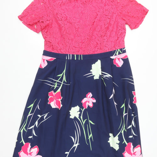 Marc Angelo Women's Pink Floral Lace Fit & Flare Dress Size 16