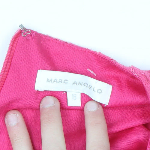 Marc Angelo Women's Pink Floral Lace Fit & Flare Dress Size 16