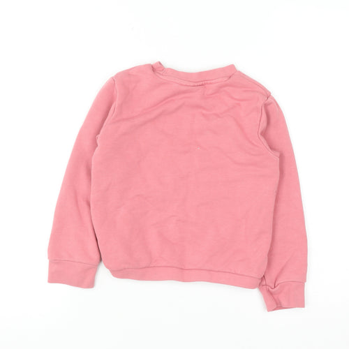 Adidas Girls Pink 6-7 Years Pullover Crew Neck Graphic Sweatshirt
