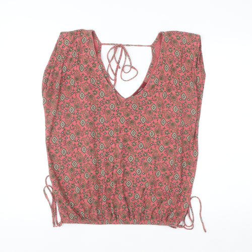 Next Women’s Pink Paisley Sleeveless Tunic Blouse Size 12 Cotton Viscose