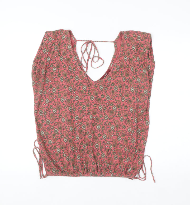 Next Women’s Pink Paisley Sleeveless Tunic Blouse Size 12 Cotton Viscose