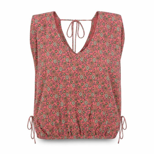 Front view of Next Women’s Pink Paisley Sleeveless Tunic Blouse, size UK 12, Cotton Viscose