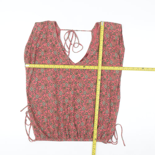 Next Women’s Pink Paisley Sleeveless Tunic Blouse Size 12 Cotton Viscose