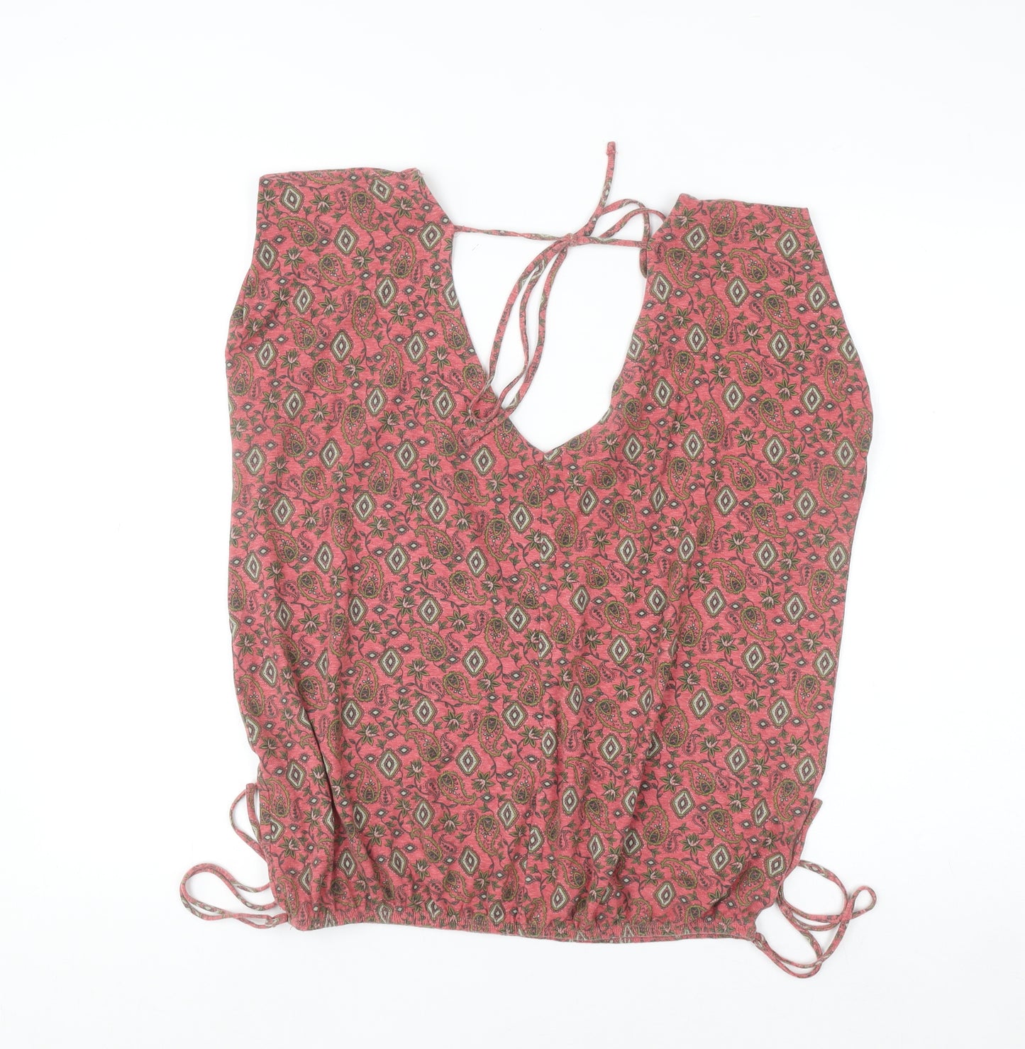 Next Women’s Pink Paisley Sleeveless Tunic Blouse Size 12 Cotton Viscose