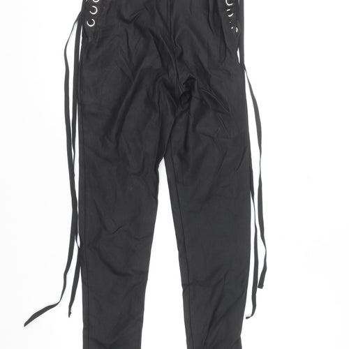 SHEIN Women's Black Lace-Up High Waist Skinny Trousers Size 8