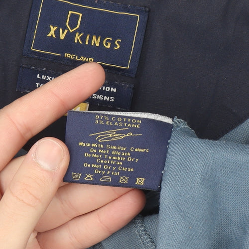 XV Kings Men's Blue Slim Fit Cotton Polo Shirt M