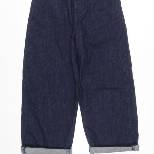 Zara Women's Blue Wide-Leg High Rise Cotton Jeans Size 8