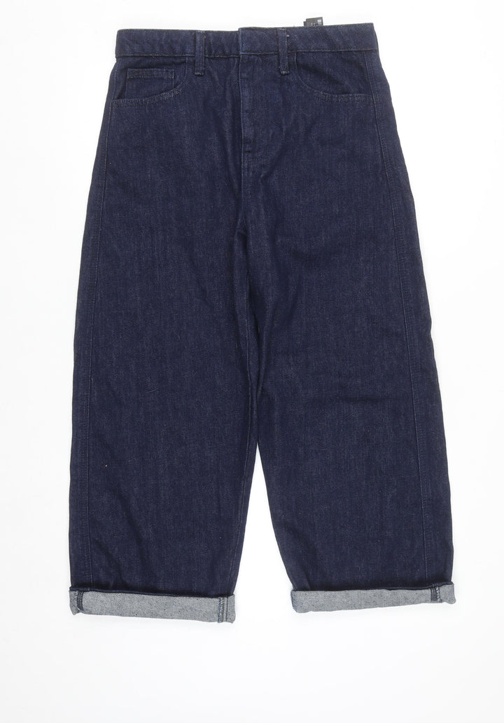 Zara Women's Blue Wide-Leg High Rise Cotton Jeans Size 8