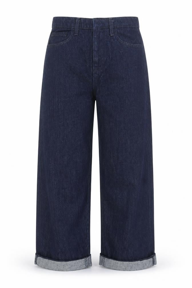 Zara Women's Blue Wide-Leg High Rise Cotton Jeans Size 8