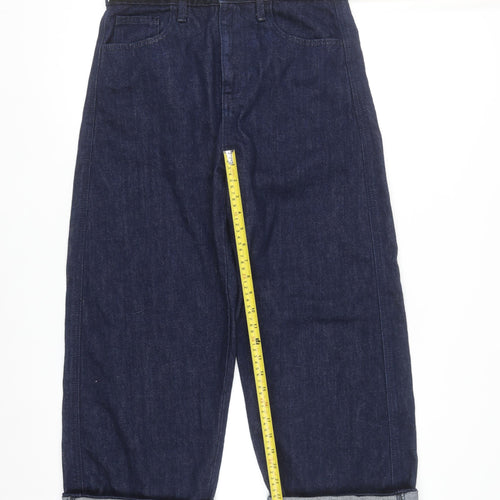Zara Women's Blue Wide-Leg High Rise Cotton Jeans Size 8