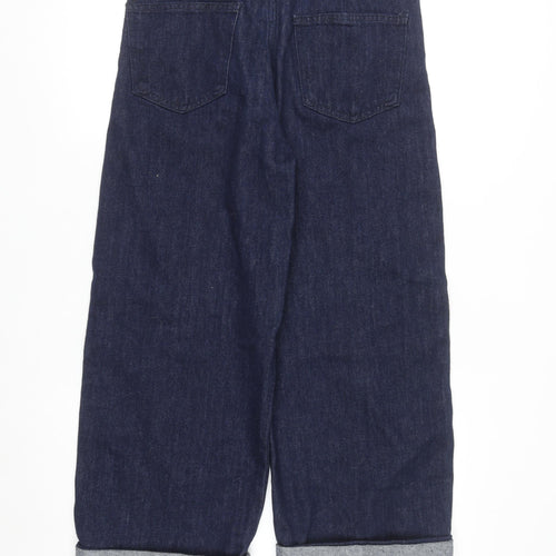 Zara Women's Blue Wide-Leg High Rise Cotton Jeans Size 8