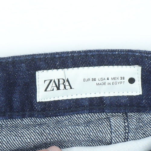 Zara Women's Blue Wide-Leg High Rise Cotton Jeans Size 8