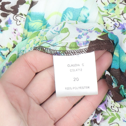 Claudia C Women's Multicoloured Floral Animal Print Ruffle Tunic Blouse Size 20