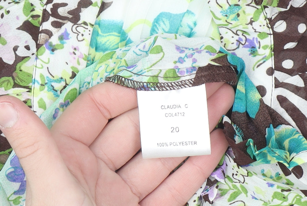 Claudia C Women's Multicoloured Floral Animal Print Ruffle Tunic Blouse Size 20