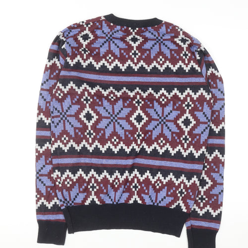 Le Breve Men's Blue Fair Isle Knit Pullover Jumper Size M