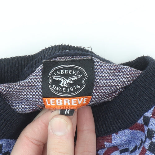 Le Breve Men's Blue Fair Isle Knit Pullover Jumper Size M